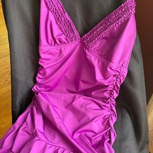 One piece skirt bottom purple-pink bathing suit